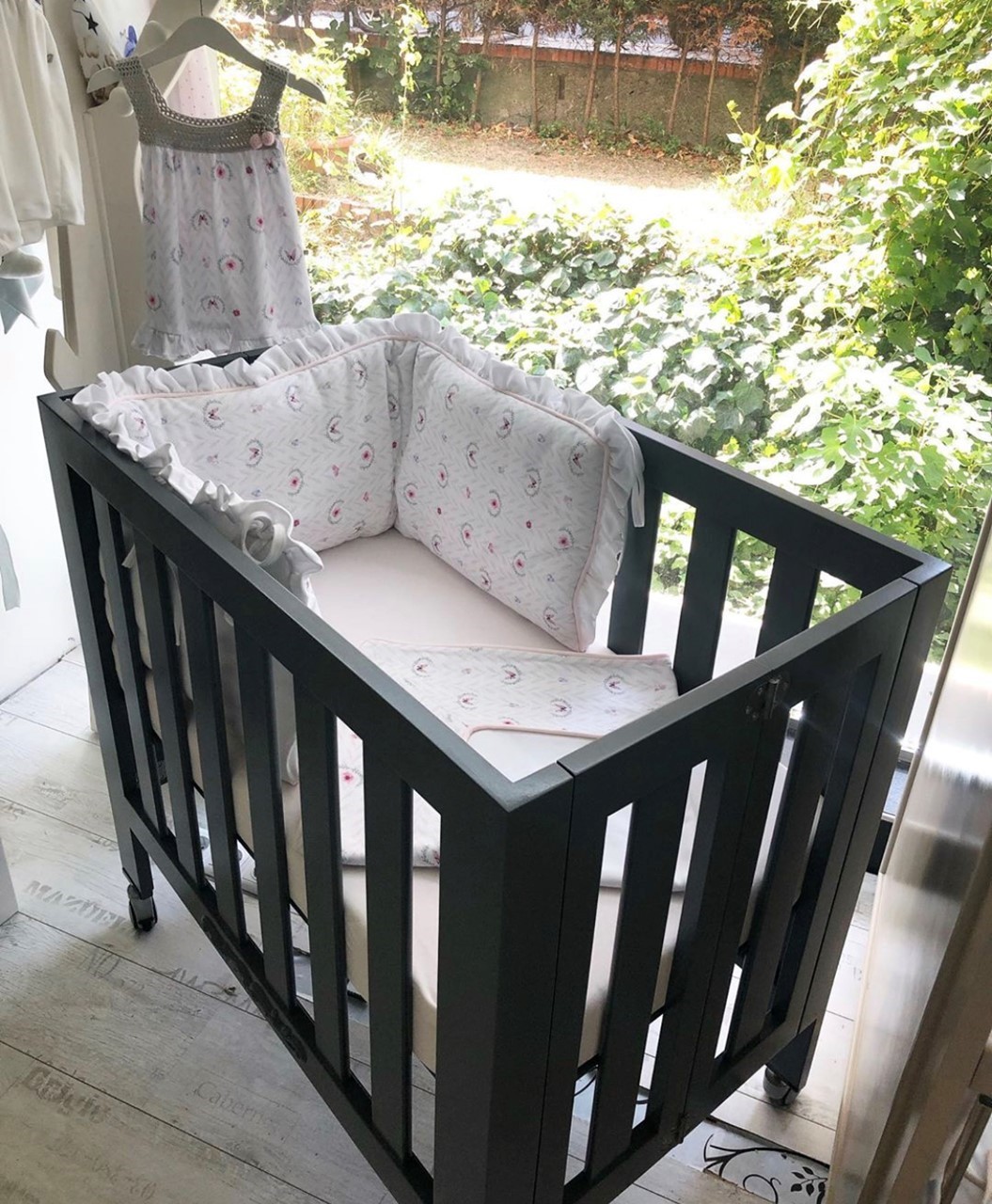 Picture of  Foldable Rectangular Crib Bed (Chemical Free Anthracite coloring) + 100% Organic Cotton Mattres